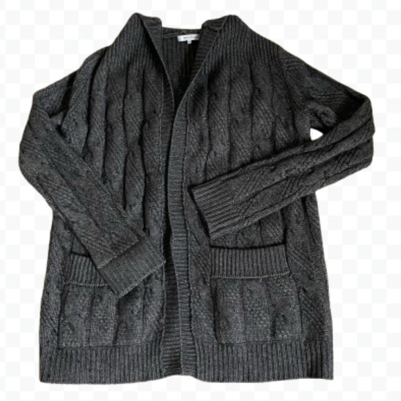 360 Cashmere Cable Knit Gray Hooded Cardigan Sweater XS - Picture 1 of 5